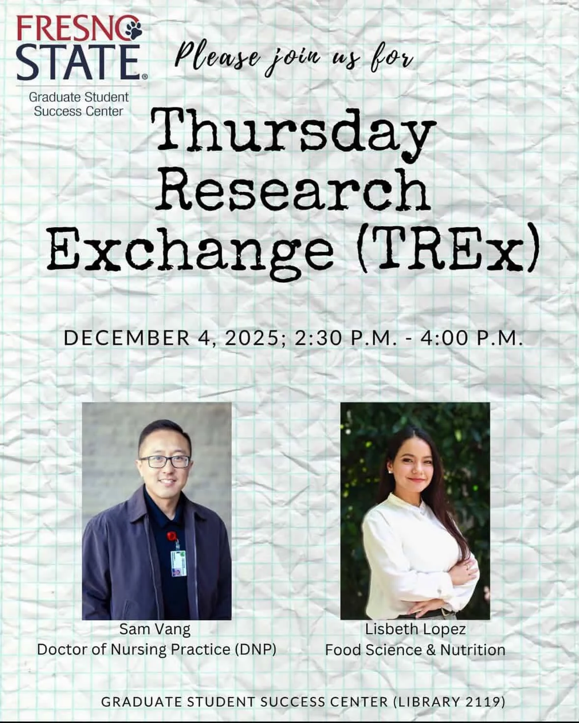 Fresno State Thursday Research Exchange flyer, December 4, 2025